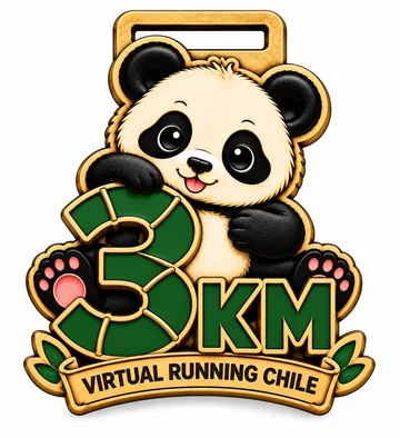 3K · Virtual Running Chile. Medalla full color con forma propia.