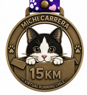 Michi Carrera 15K. Virtual Running Chile. Relieve con esmalte de color.